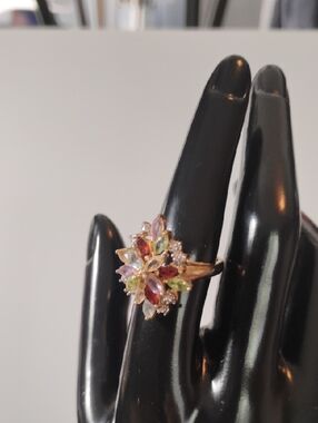 Multicolor Floral Gemstone Ring - Women Jewelry